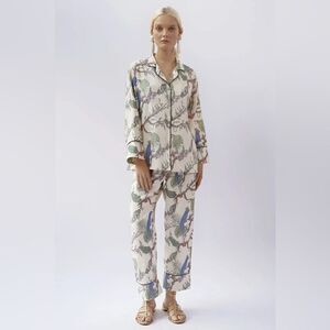 Lobo Rosa black floral print silk pajama